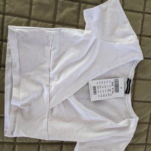 Brandy Melville white cross crop shirt